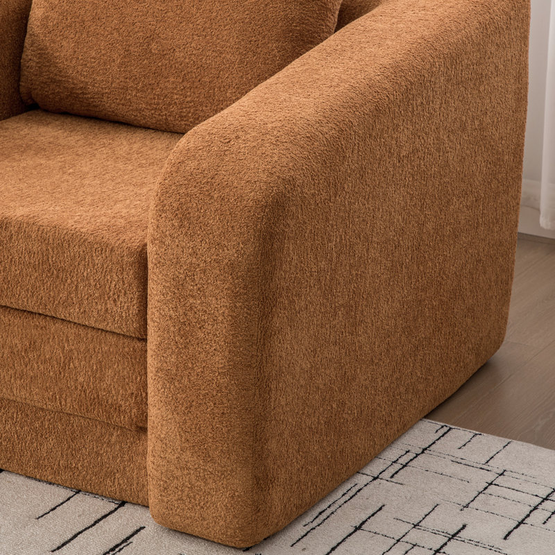 Lit simple convertible orange avec rembourrage en mousse haute densité, accoudoirs et, pour la chambre à coucher, lit antidérapant et antidérapant, mousse, appartement