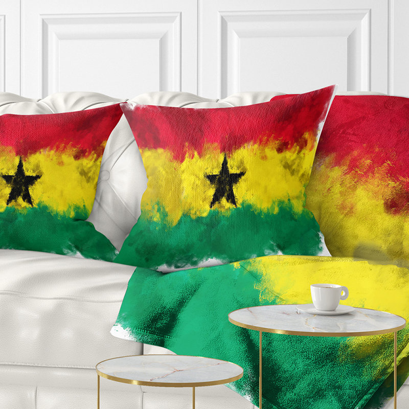 Coussin d’illustration du ghana flag, 18 po x 18 po, Oreiller européen