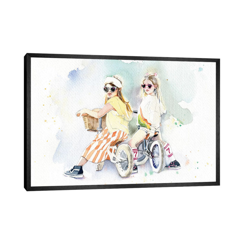 Girlfriends 1 Piece Painting on Canvas, 101.6cm H x 152.4cm W x 3.81cm D, Black Framed