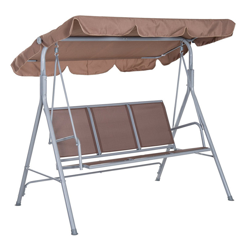 3 Person Porch Swing with Canopy, Brown