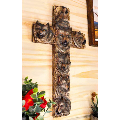 Millwood Pines, animal de l'Ouest, totem, esprit, loups, loup, canin, famille, décoration murale, croix, faune, forêt, bois, Timberwolves
