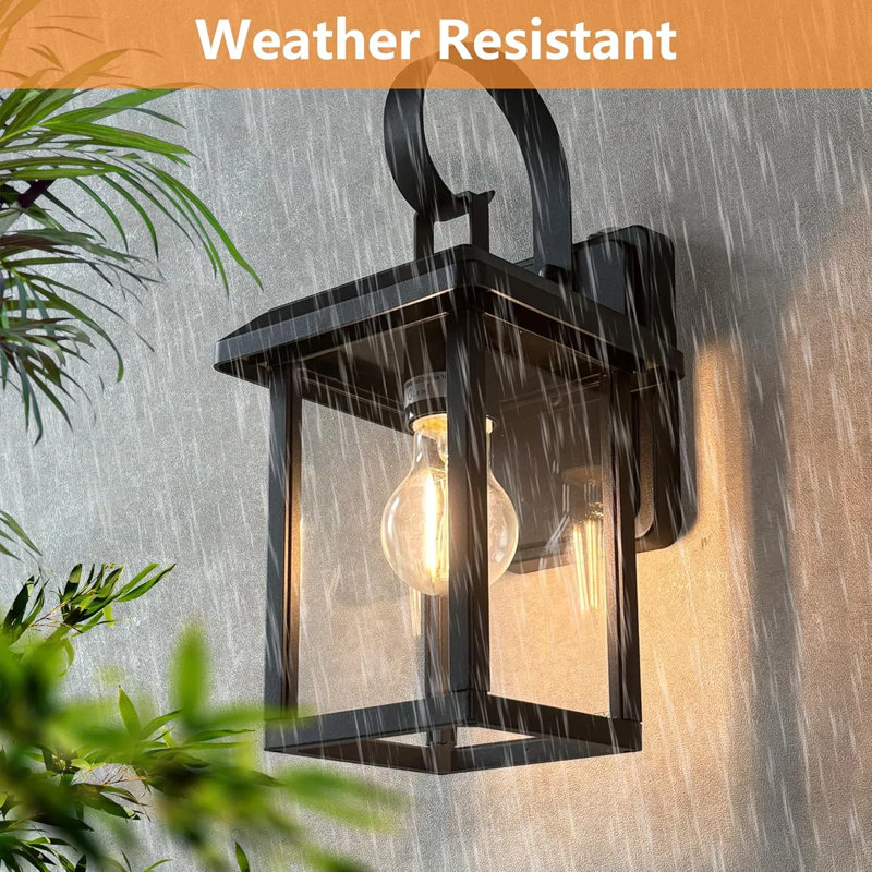 Dusk To Dawn Outdoor Wall Light – Dual Color Temperature (3000k/5000k), Photocell Sensor, Ip54 Waterproof Metal & Glass Exterior Sconce For Porch, Garage, Patio