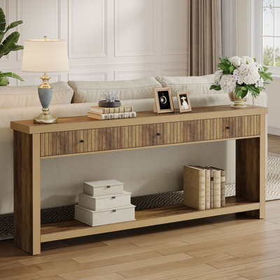 70.9 Inch Wood Console Table Long Sofa Table with 3 Drawers