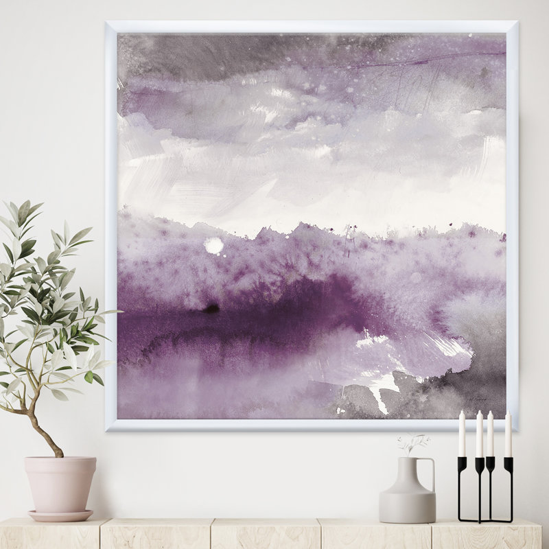 «Midnight at the Lake II Amethyst and Grey», reproduction sur toile encadrée, H 30 po x l 30 po x P 1 po, Cadre blanc