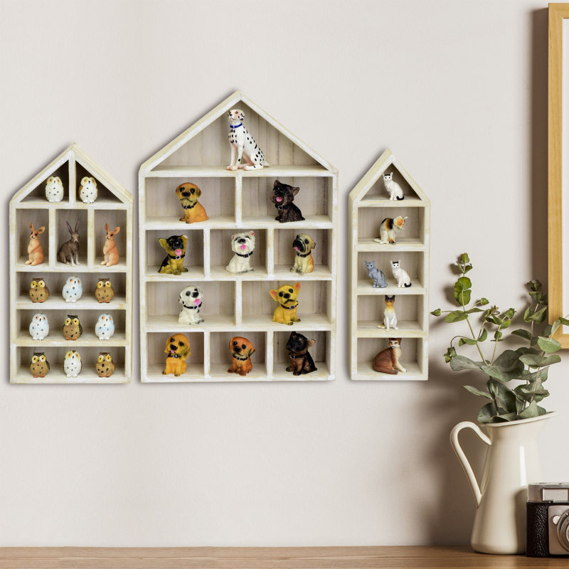 Ensemble de 3 tablettes murales en bois en forme d'ombre Reinold House, Blanc