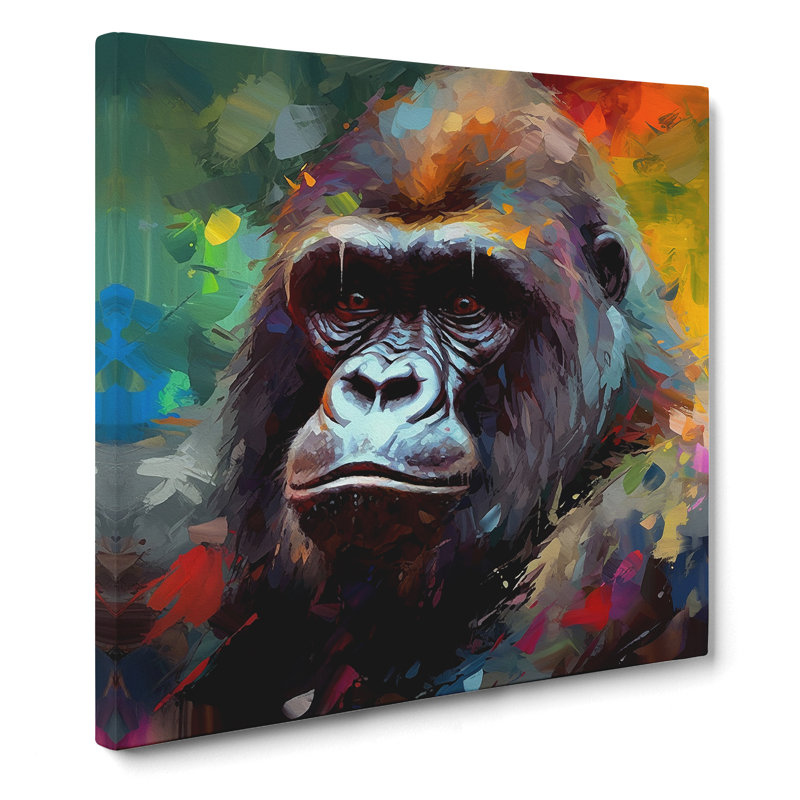 Gorilla Neo-Impressionism No.1 - Wrapped Canvas, 35cm H x 35cm W x 3cm D