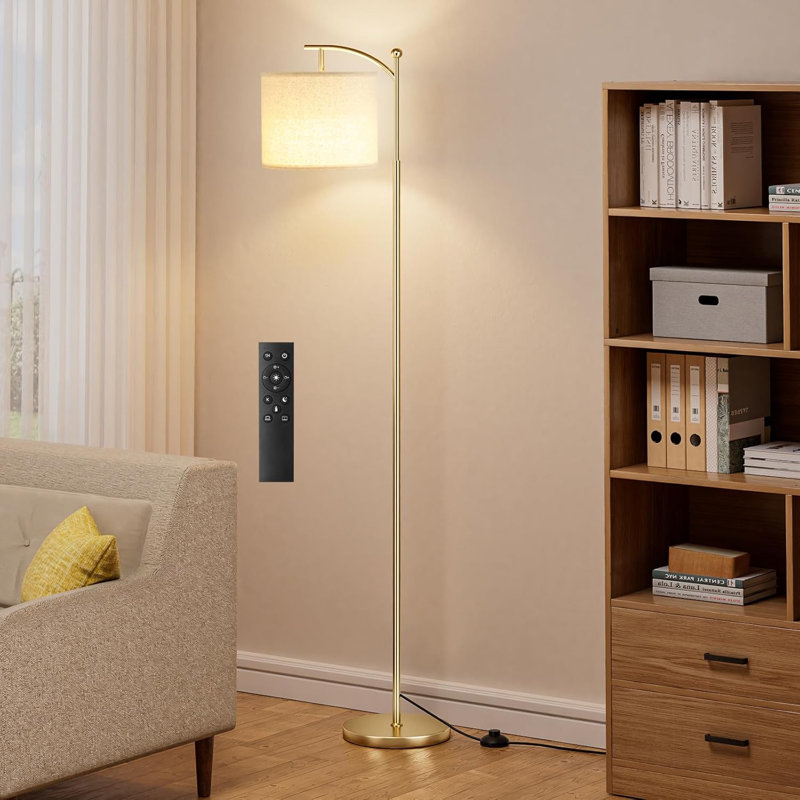 Adjustable Brightness & Color Temperature Floor Lamp With Remote Control, Rotating Lampshade, Magnetic Remote & Timer Function, Easy Installation