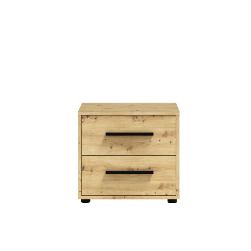 Sunde 51cm W Manufactured Wood Bedside Table, Oak