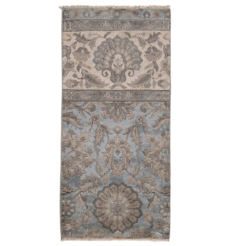 High-Quality Hand-Knotted Light Blue Area Rug