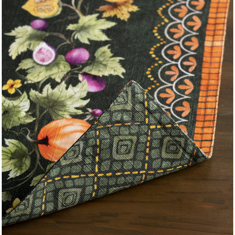 Maison d'Hermine Pumpkin Garden - Dark Green 100% Cotton Placemats Set 4 - 13" x 19"