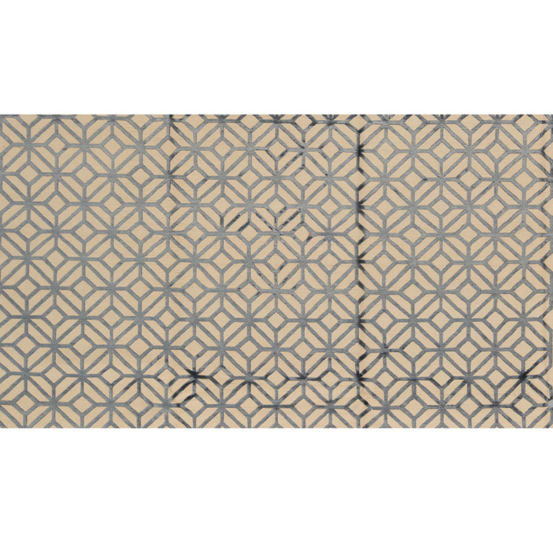 Tapis ivoire / gris / noir noué à la main de haute qualité