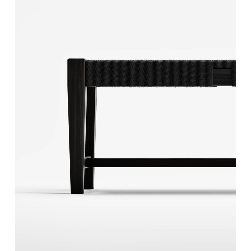 Masaya Upholstered Dining Bench, Black Basket Cord/Charcoal