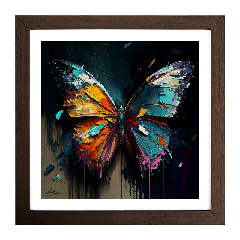 Butterfly Palette Knife Painting - Framed Print, Walnut