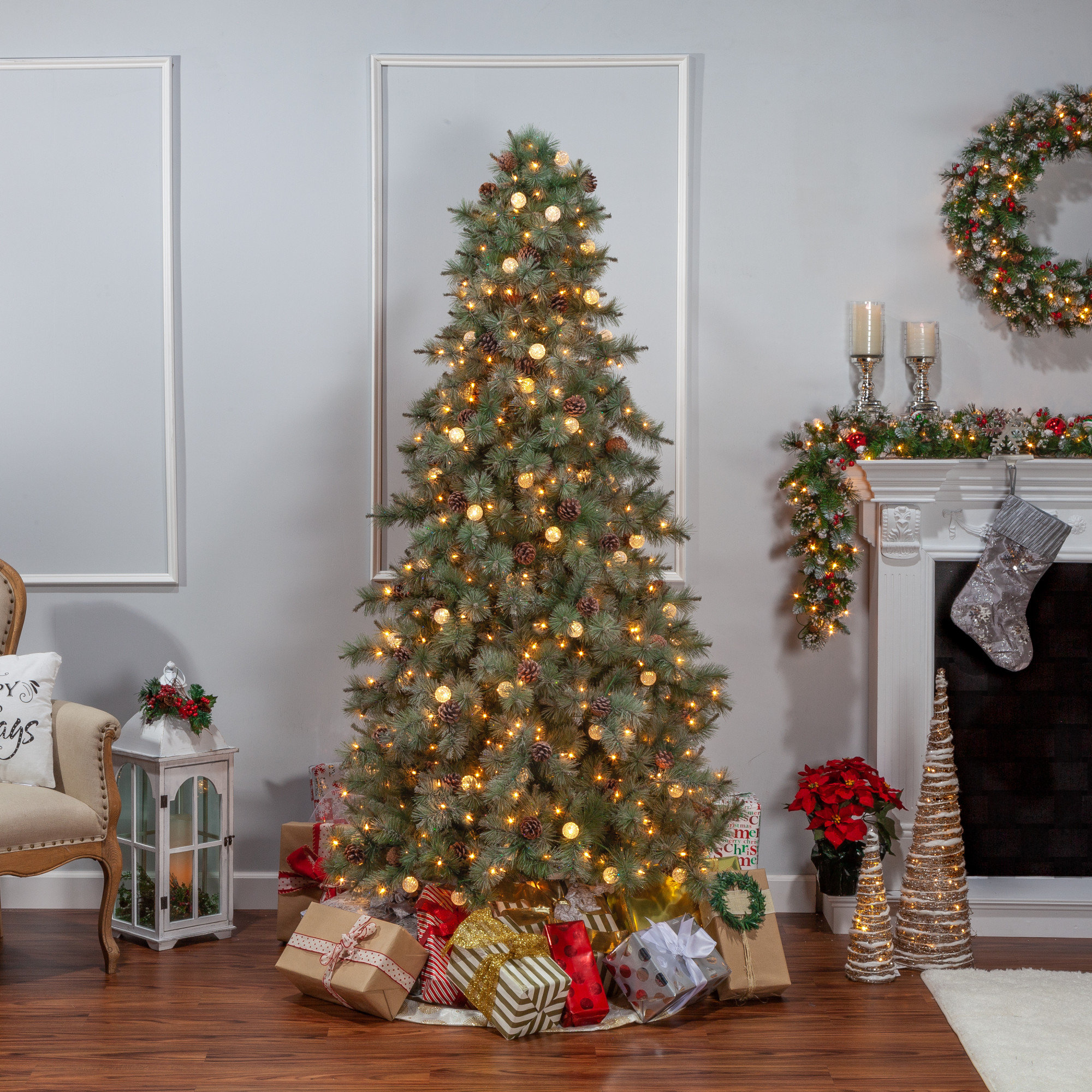 90' Lighted Artificial Fir Christmas Tree