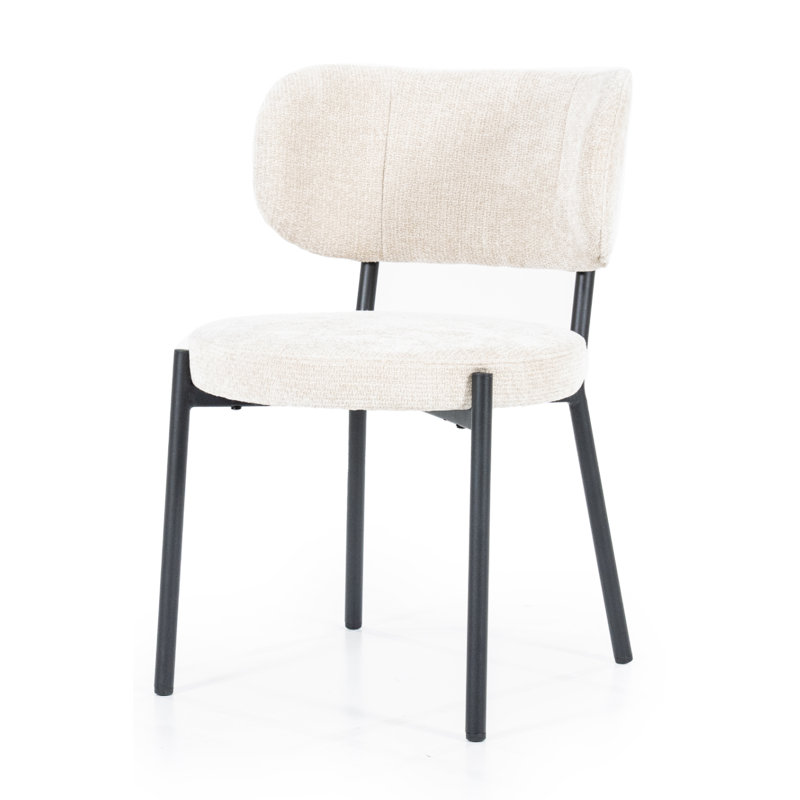 Oasis 19'' H Fabric Upholstered Metal Side Chair, Beige
