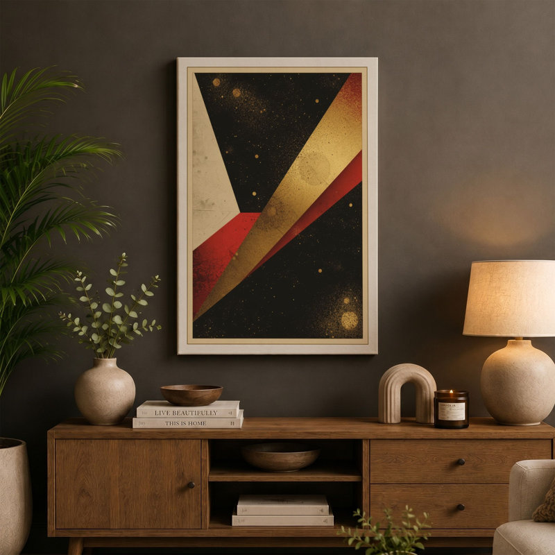 Celestial Geometry Art Deco - Wrapped Canvas, 24x16 - 61.0 x 40.6 cm, Teal Border