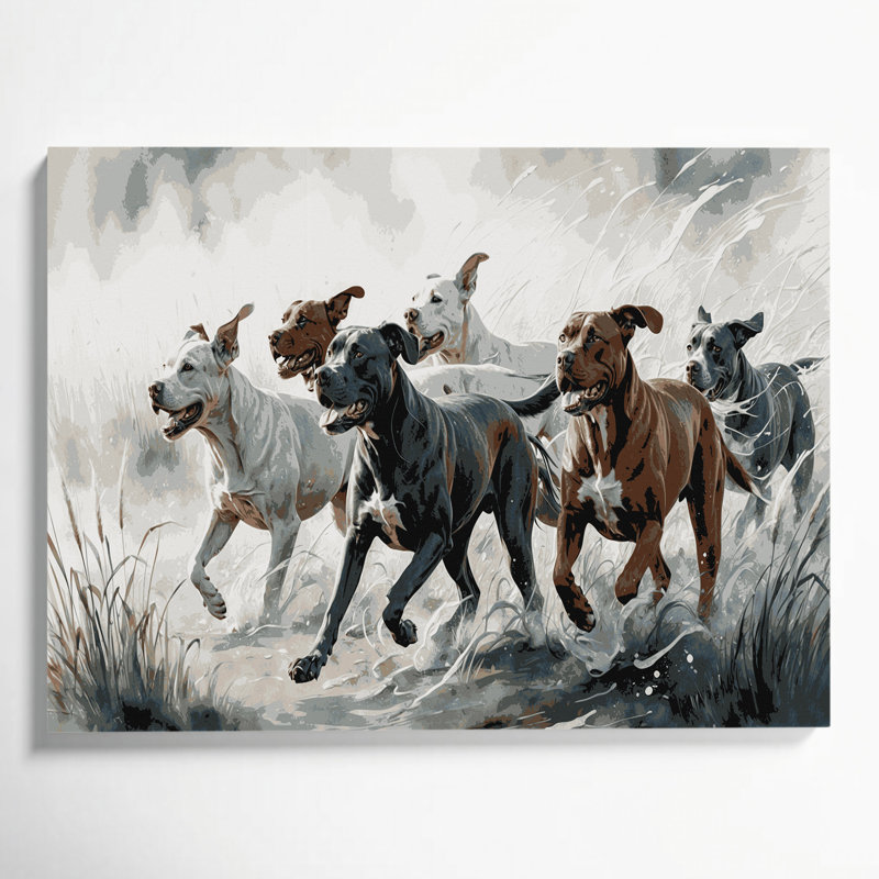 «Dogs Dogo Argentino», art mural sur toile grise, H 11 po x l 14 po