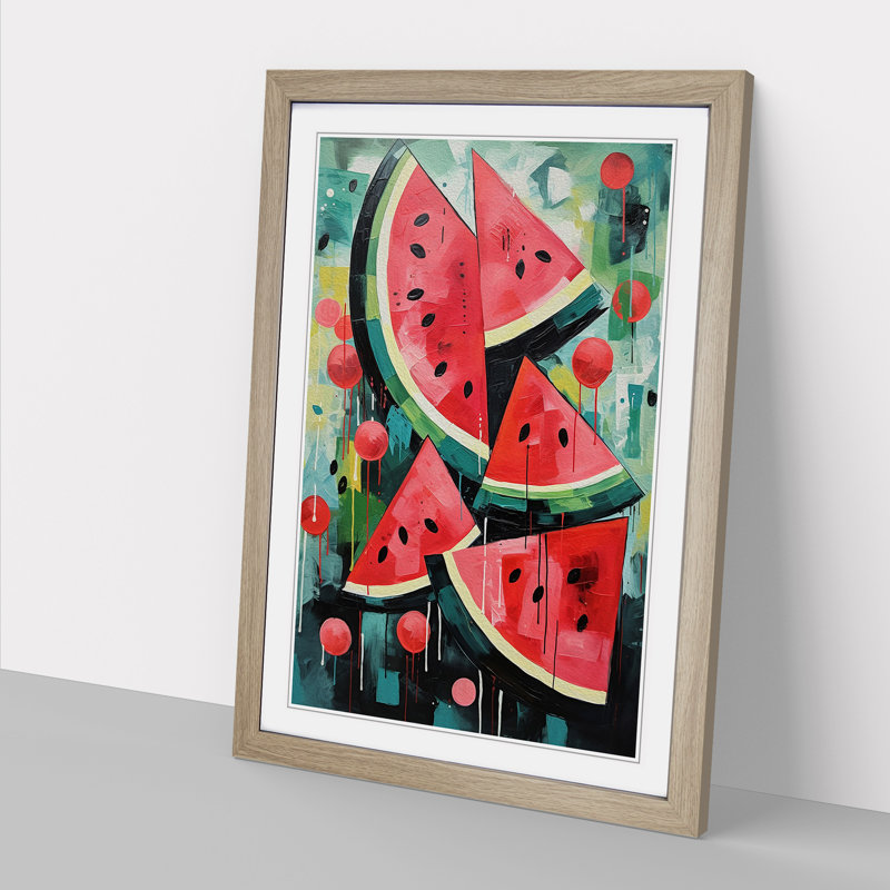 Watermelon Abstract - Framed Print, Oak, 46cm H x 34cm W x 2cm D