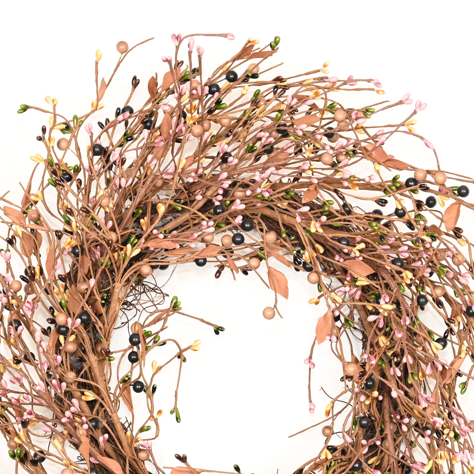 20" Artificial Farmhouse Grapevine Twig Berry Thanksgiving Day Harvest Fall Wreath For Front Door