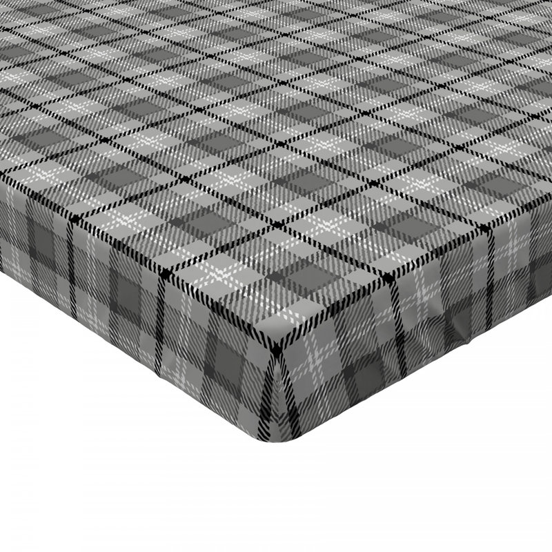 Drap-housse écossais, Drap-housse de taille double, Tissu écossais gris