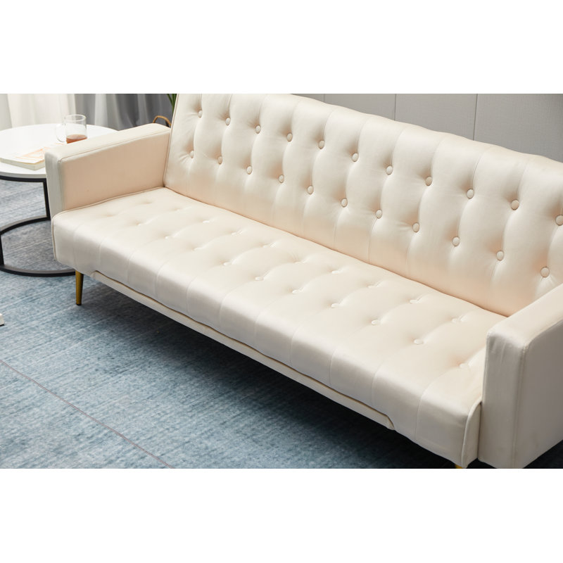 Kalvi 75'' Velvet Sofa, Beige Velvet