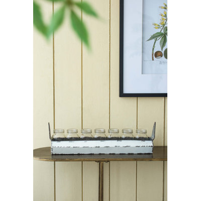 Plateau en métal 22 x 5 x 6,5 po Orman avec pots en verre