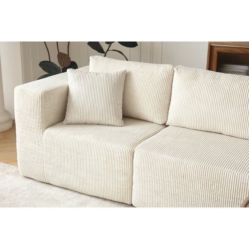H613, canapé modulaire Mid-Century moderne en forme de L beige, option méridienne et canapé-lit, beige pour le salon,
