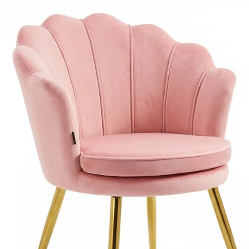 Fauteuil d'appoint en tonneau de 19 po de large avec siège doré Papasan, Velours rose
