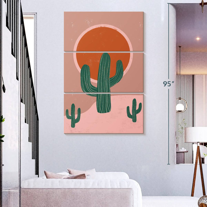 Harnek cactus et coucher de soleil, H 74 po x l 48 po