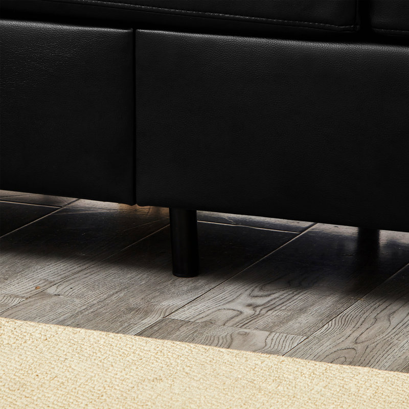 Causeuse moderne avec accoudoirs larges et rangement, Noir