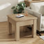 Natural Solid Wood End Table With Diamond Pastoral Pattern Inlay Design, Concealed Handle Drawer Nightstand -452198325
