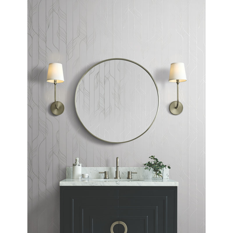 Papier peint élémentaire avec perle neutre et argent, Blanc / argenté