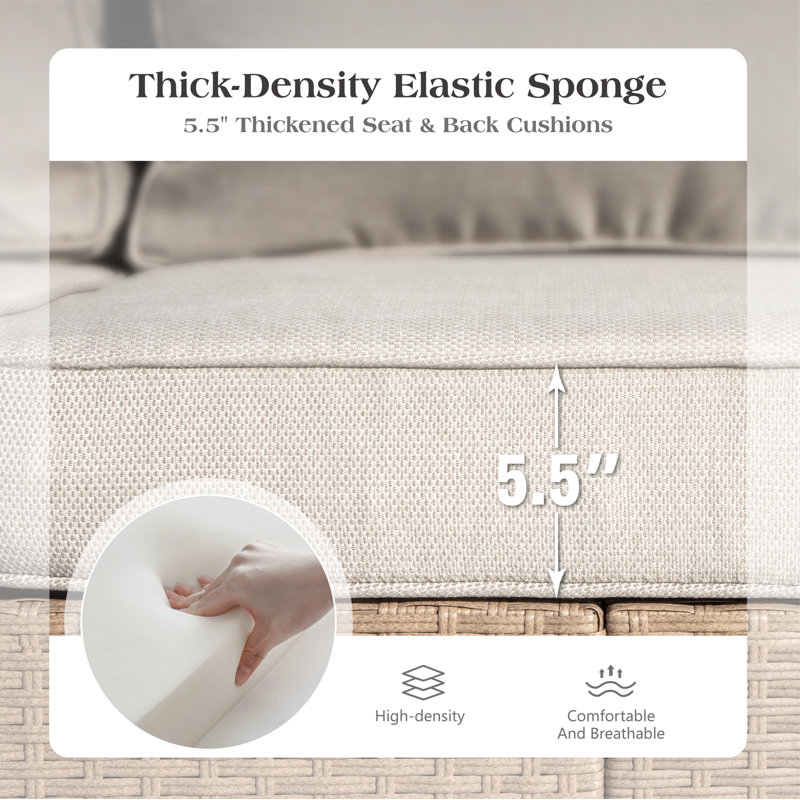 90.4cm Wide Patio Sofa with Cushions, Beige