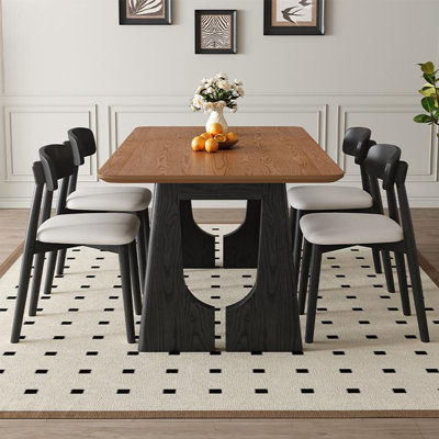 Medieval style solid wood rectangular dining set