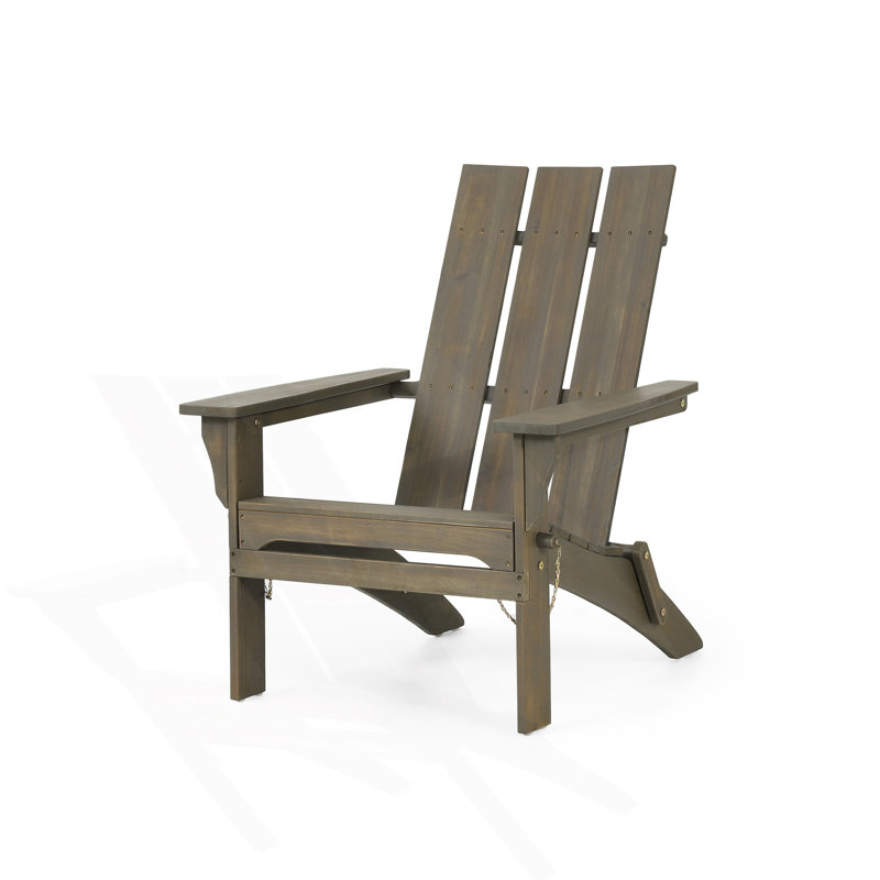 Rustic Design Foldable Adirondack Chair, Patio Chair, Gray