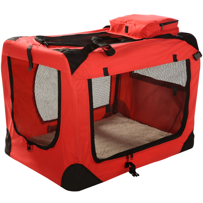 Chorley Collapsible Soft-Sided Crate with 1 Door, Extra Large (58 cm H x 56 cm W x  81 cm L), Red
