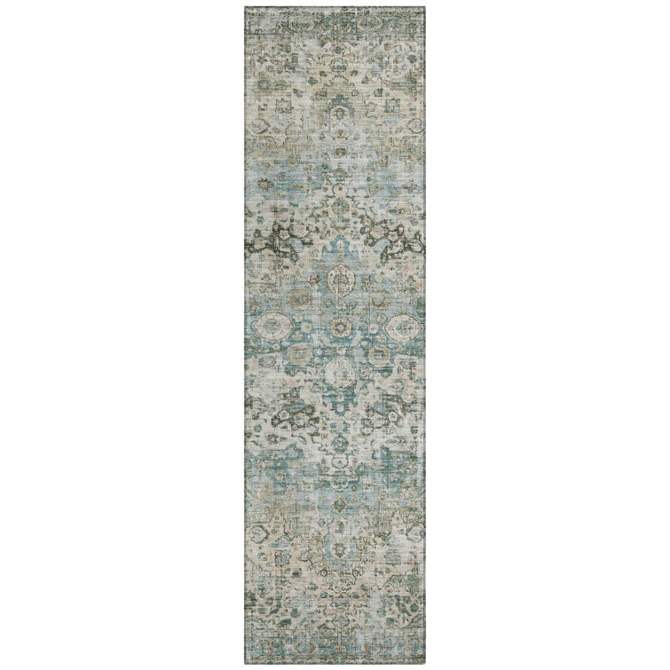Machine Washable Indoor/Outdoor Xhevrie Sage Rug