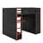 Full Size Wood Loft Bed With Desk,Wardrobe And RGB LED Light-1674237958