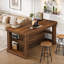 Îlot de cuisine avec tablettes de rangement, tablette de cuisine de 55 pouces avec grand plan de travail, structure en bois stable, style maison de campagne-15873511