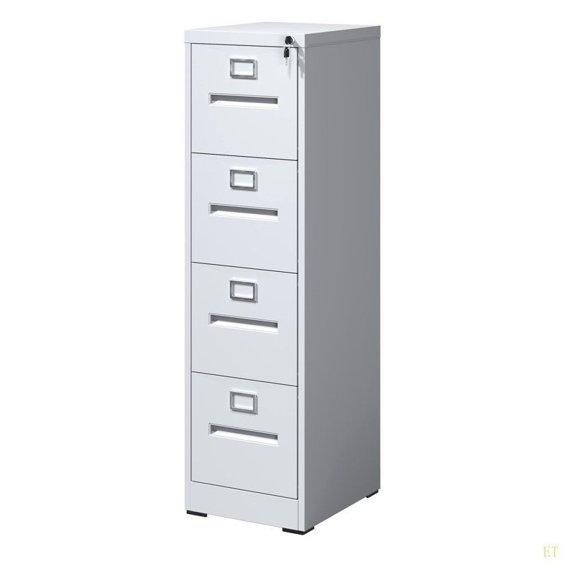4 Drawer File Cabinet With Lock Metal Vertical File Cabinet Office Home, A4 Legal/Letter Size Narrow File Cabinet Locked,Assembly Required