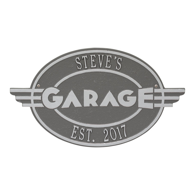 Décoration murale à plaque personnalisée garage Moderno, Gris / Argent, Oui