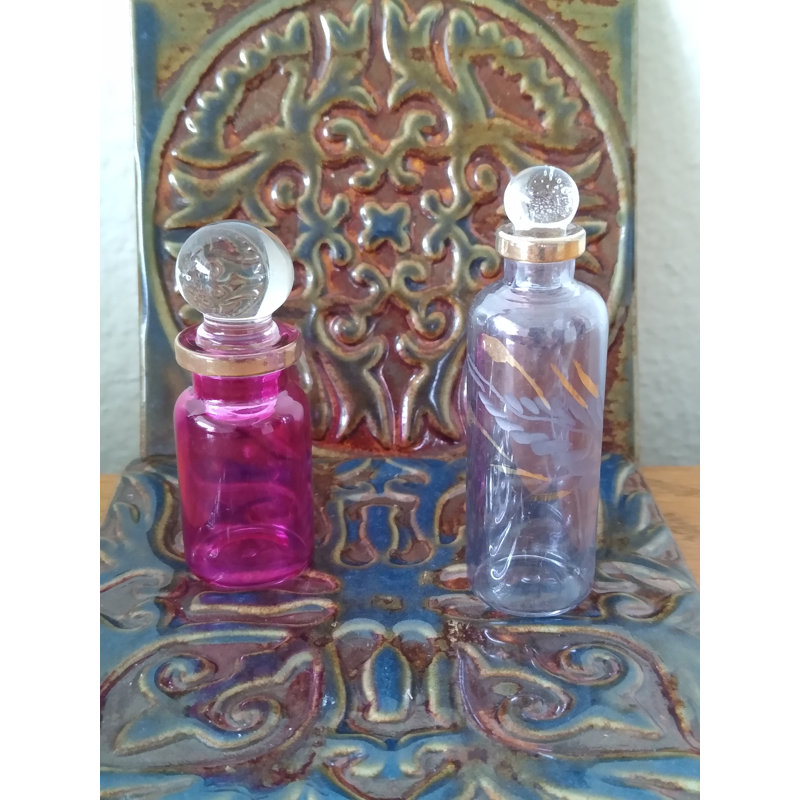 Genie Blown Empty Glass Mini Bottles for Perfume,Set of 10 Decorative Small Vials
