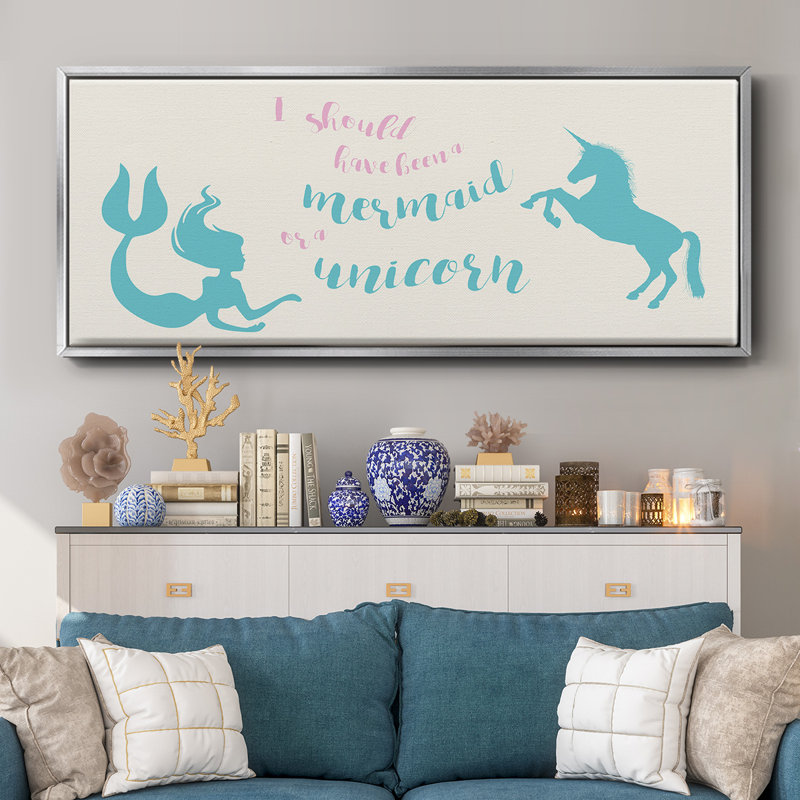 Mermaid Unicorn - toile encadrée, H 24 po x l 60 po