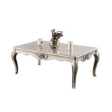Table basse Roche, 53 pouces, pieds en cabriole classique, bois doré champagne