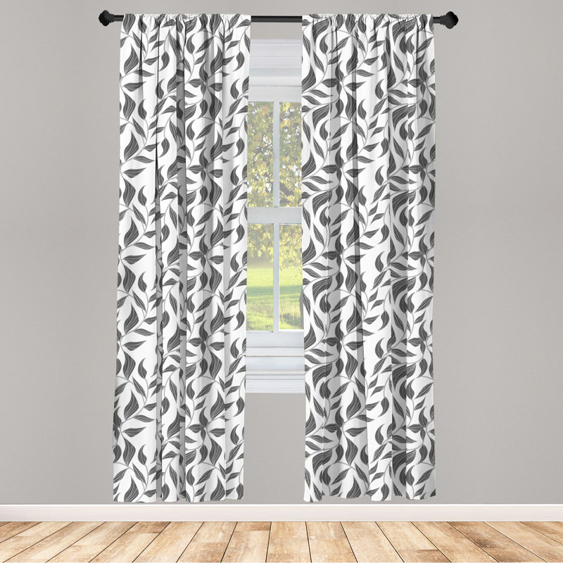 Leaves on Vines Semi-Sheer Rod Pocket Curtain Panels, 28" x 95"