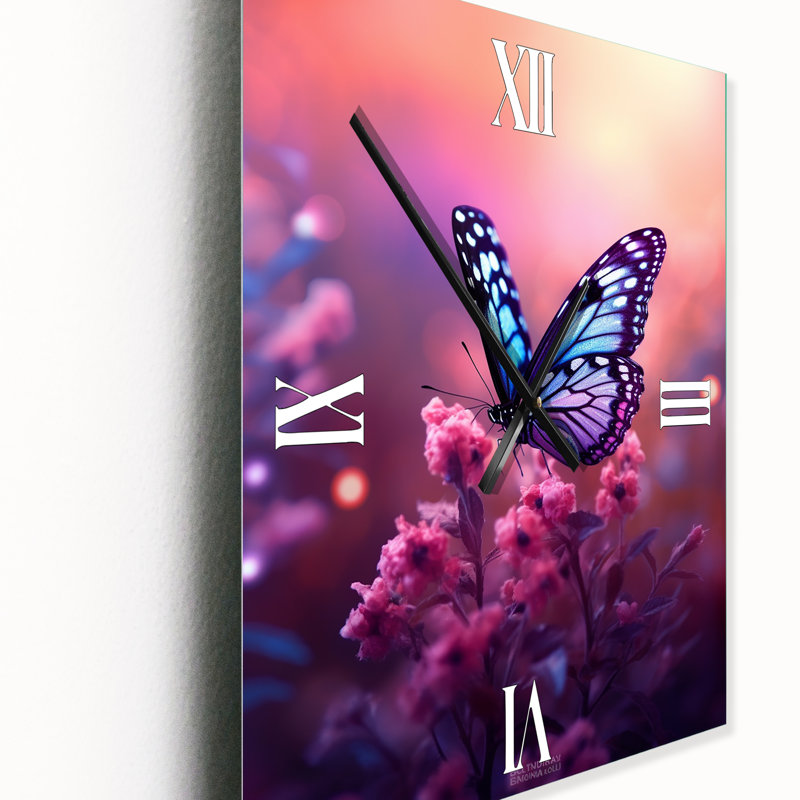 Horloge murale papillon rose, Moyen