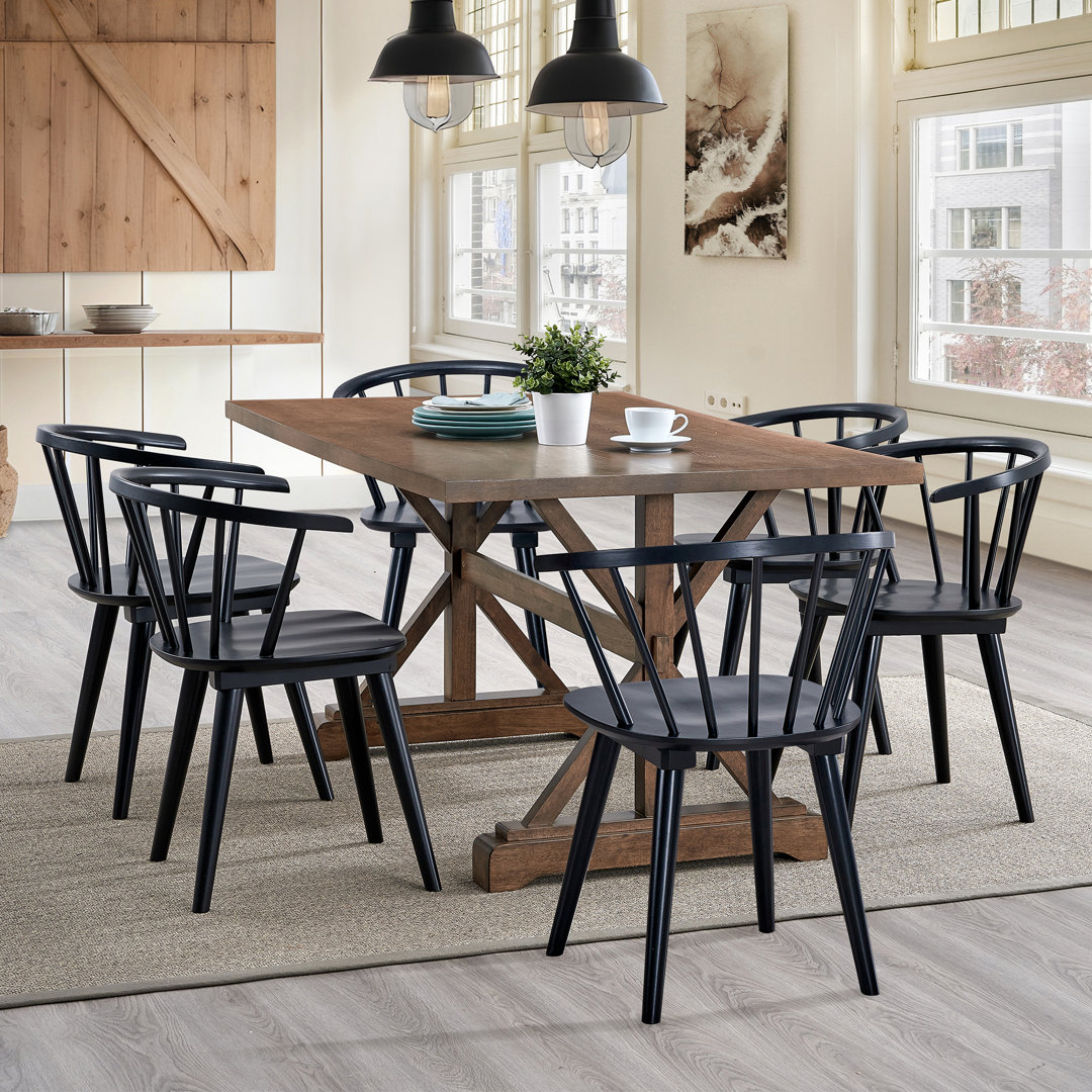 21.7" Contemporary Black Windsor Style Spindle Back Dining Chair (Set of 6) Gracie Oaks