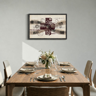 Vintage Camera Film Strips and Lens Components Sepia Canvas Wall Art