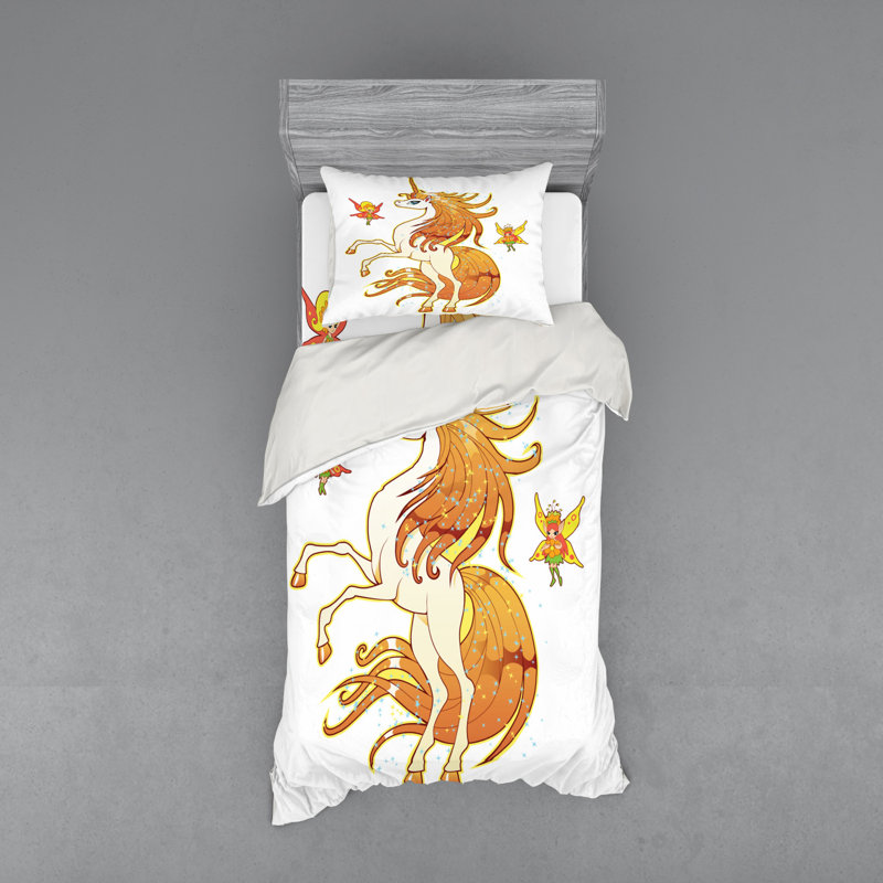 Unicorn Quilt Set, Twin Duvet Cover + 2 Additional Pieces