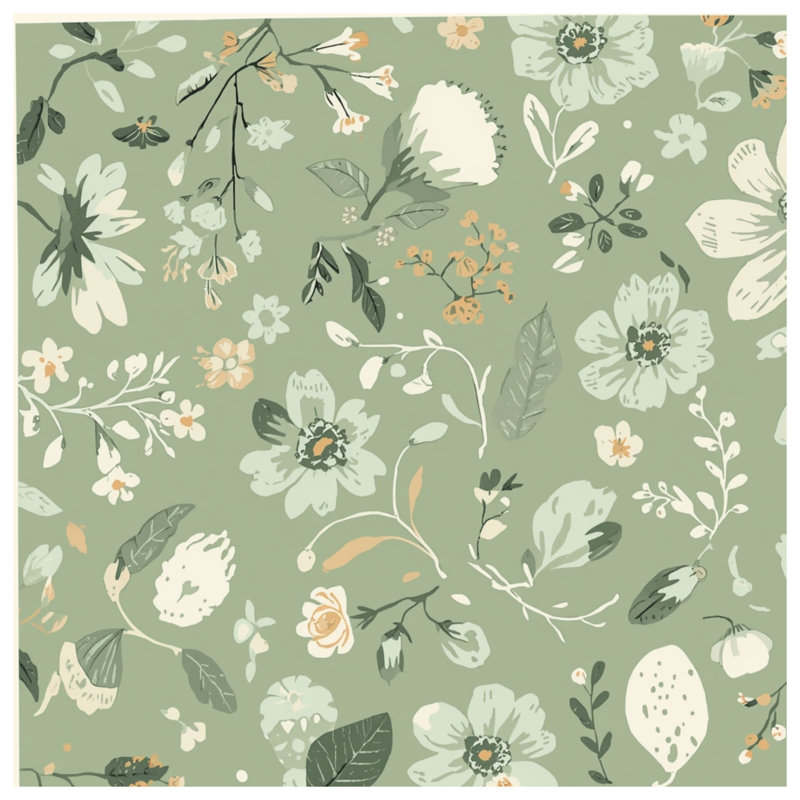 Couvertures vertes à motif floral, 60 po L x 80 po H